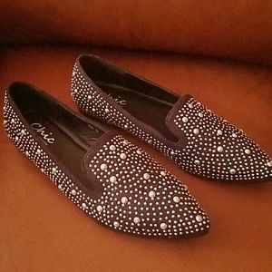 Black Studded Slip ons